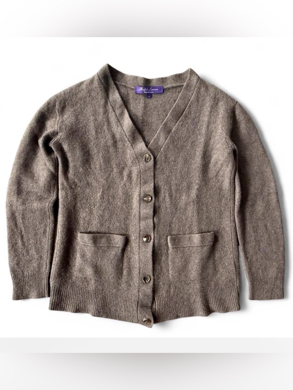 Ralph Lauren Purple Label 97% Cashmere Cardigan Made in Italy Size S